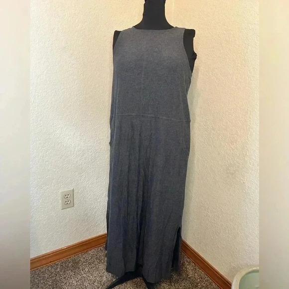 The Lounge Edit grey ultra‎ soft stretch cotton blend maxi dress with pockets - Picture 1 of 9